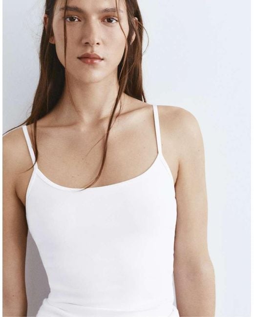 Pull&Bear White Fine-strap Top