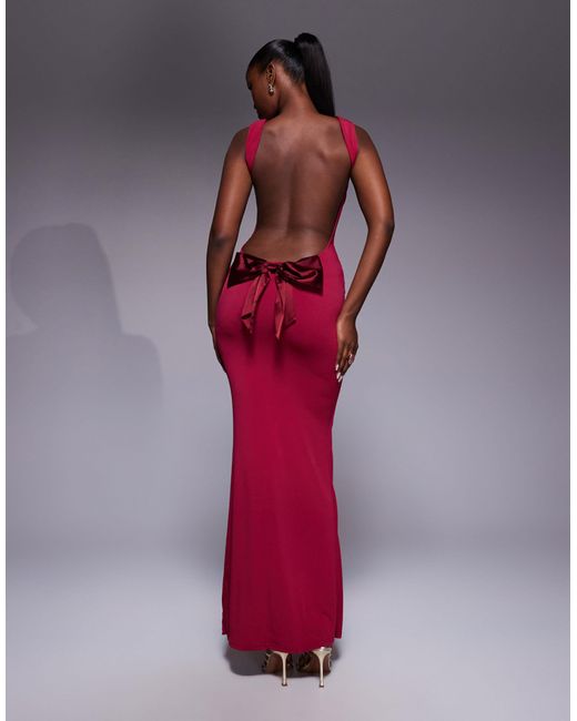 Tiger Mist Zita Square Neck Open Scoop Back Satin Bow Detail Maxi Dress in Red | Lyst Tiger Mist Zita Square Neck Open Scoop Back Satin Bow Detail Maxi Dress in Red | Lyst