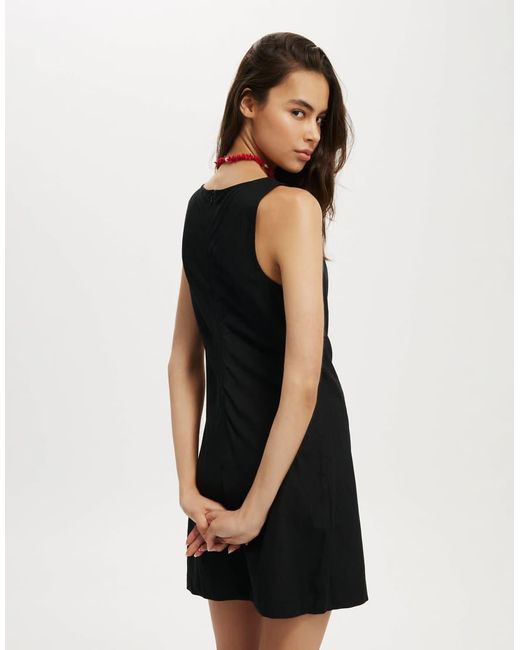 Cotton On Black Haven Cowl Neck Linen Blend Mini Dress