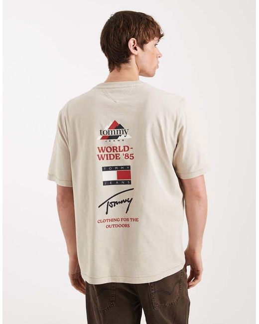 Tommy Hilfiger Natural Flag Logo T-shirt With Mountain Peak Back Print for men