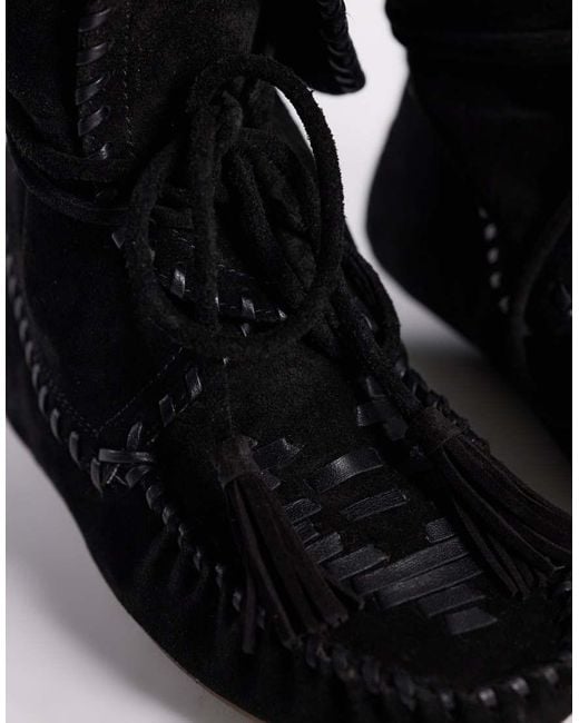 Bronx Black Savann-A Fringe Lace Up Ankle Boots