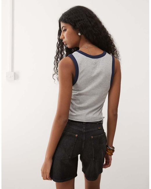 Collusion Gray Vest Top With Contrast Binding