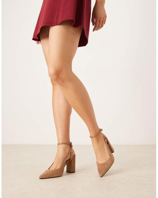 ASOS Natural Wide Fit Paisley High Block Heel Shoes