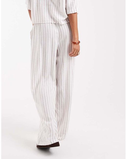 Vero Moda White Linen Touch Tie Waist Trouser Co-Ord