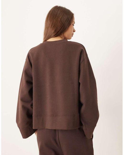 ASOS Brown Interlock Oversized Long Sleeve Top