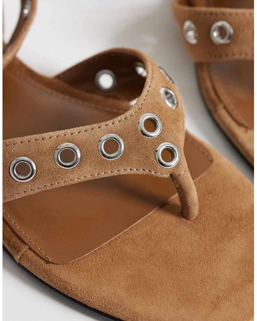 Mango Metallic 100% Leather Gladiator Sandals With Studs