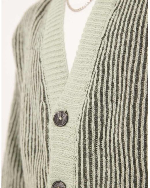 ASOS Gray Oversized Knitted Rib Cardigan for men