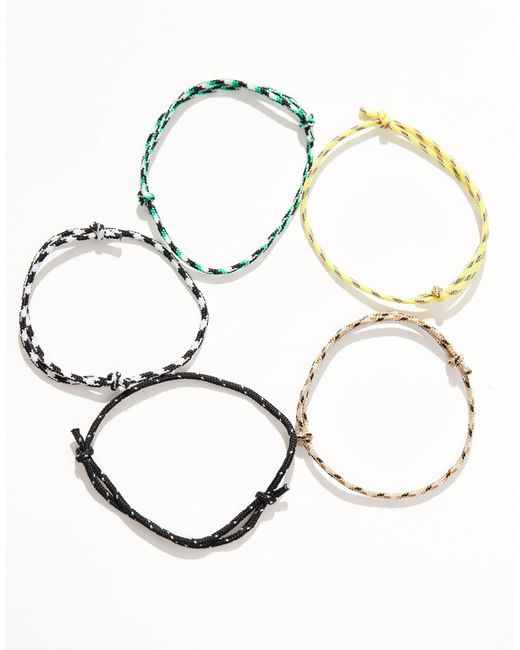 ASOS – 5er-pack kordelarmbänder in Black für Herren