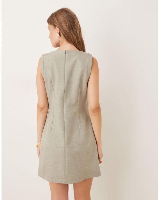 ASOS Natural Bonded Mini Shift Dress With Pocket Detail