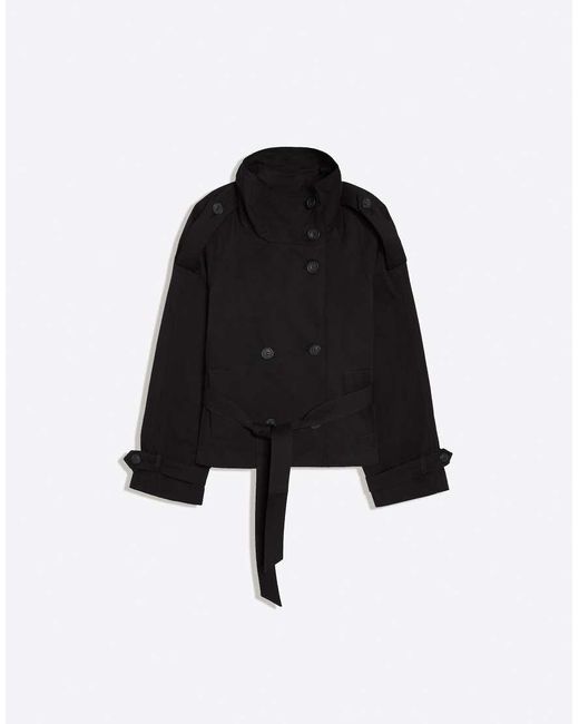 Bershka Black Funnel Neck Trench Jacket