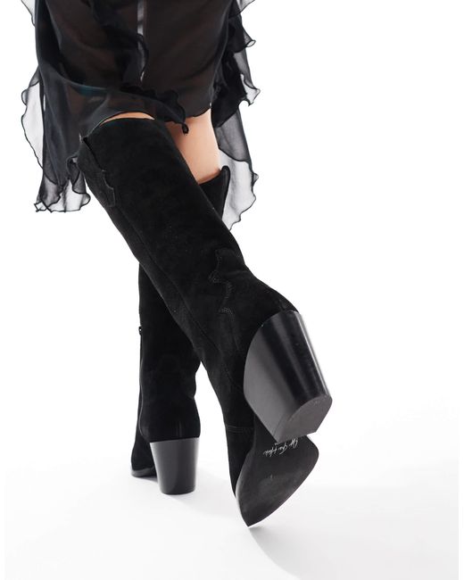 Texas marcia - bottines en daim style western avec talon carré OFF THE HOOK en coloris Black