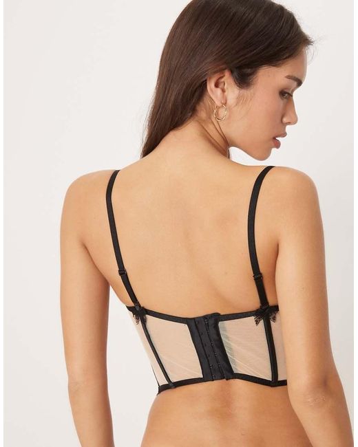 For Love & Lemons Natural Strappy Rhinestone Detail Bustier Co-ord
