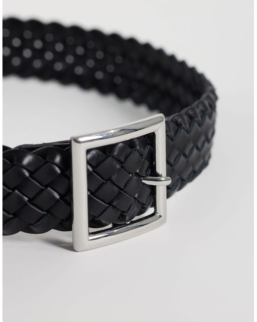 TOPSHOP Black – gewebter ledergürtel