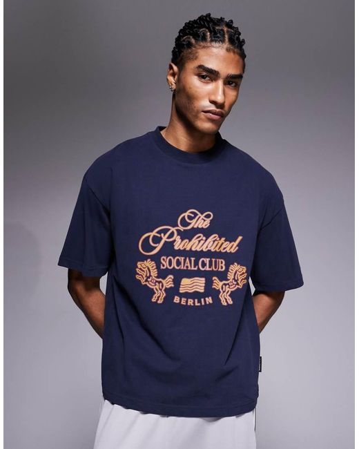 Prohibited Blue Graphic Logo T-shirt for men