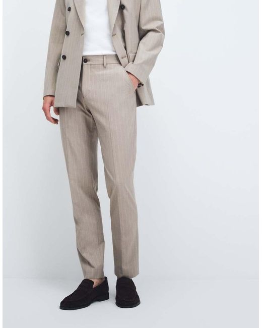 SELECTED White Slim Fit Suit Trousers for men