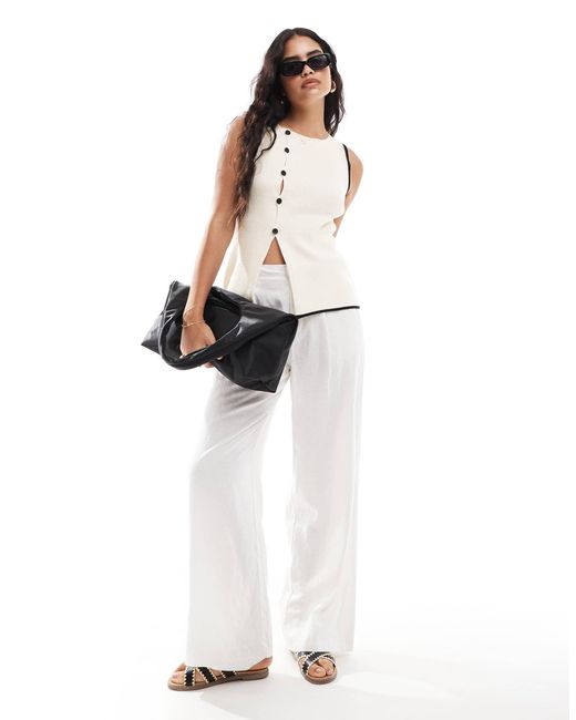 ASOS White – asymmetrische strickweste mit zierstreifen