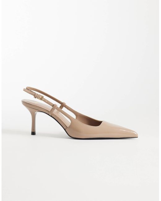 Mango White Pointed Heeled Slingbacks