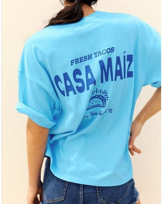 Pull&Bear Blue Taco Graphic T-shirt