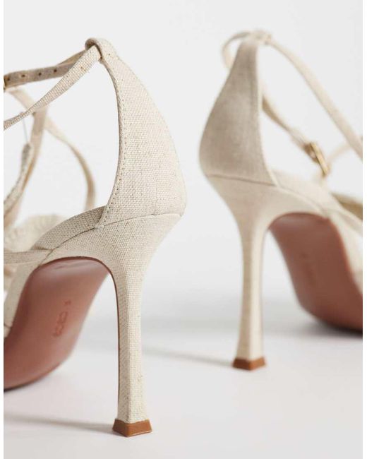 ASOS Metallic Natalia Flower Trim Caged T Bar High Heel Sandals