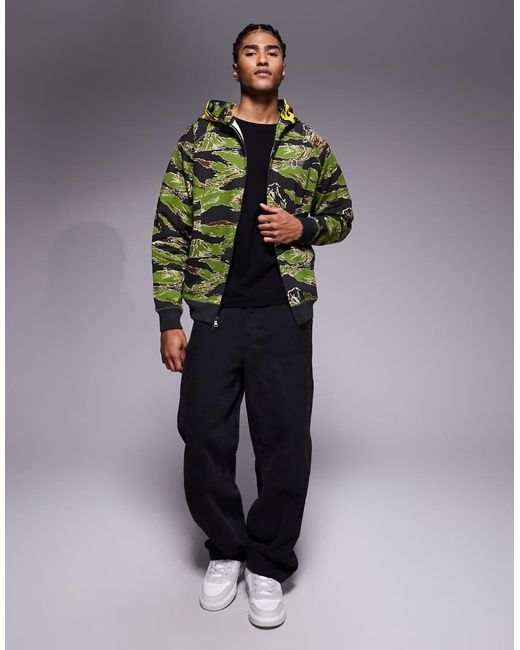 ICECREAM Gray Smile Tiger Stripe Camo Full Zip Through Hoodie for men