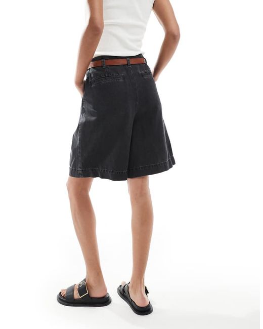 ASOS Denim Bermuda Shorts Met Riem in het Black