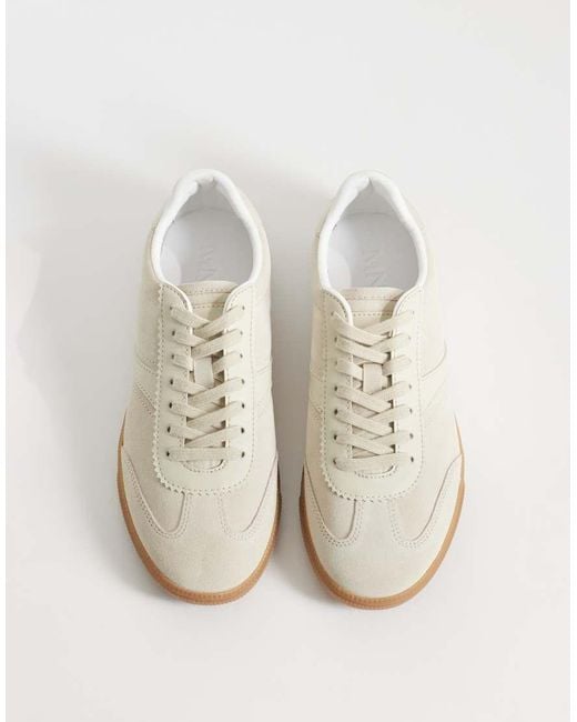 Mango White Suede Mix Rubber Sole Sneakers