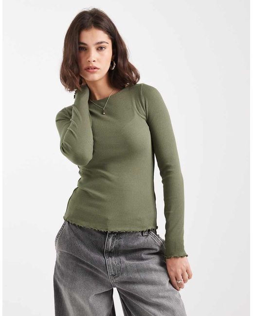 New Look Green Lettuce Edge Long Sleeve Top