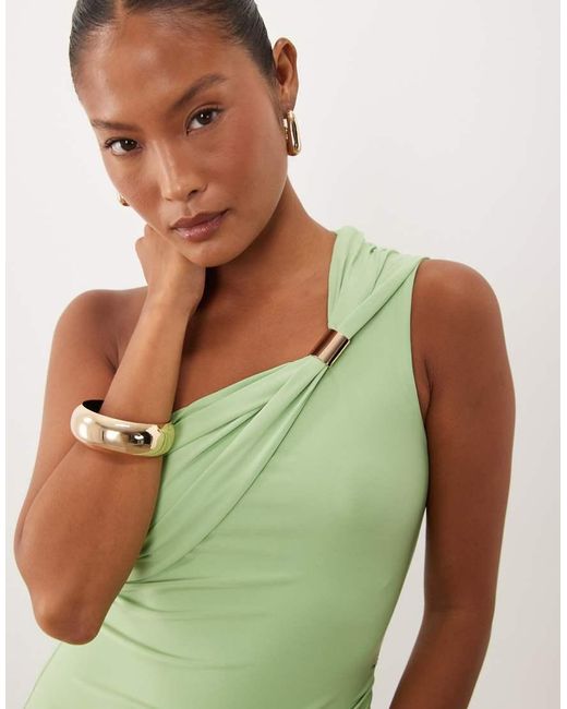 Forever New Green Slinky One Shoulder Hardware Detail Maxi Dress