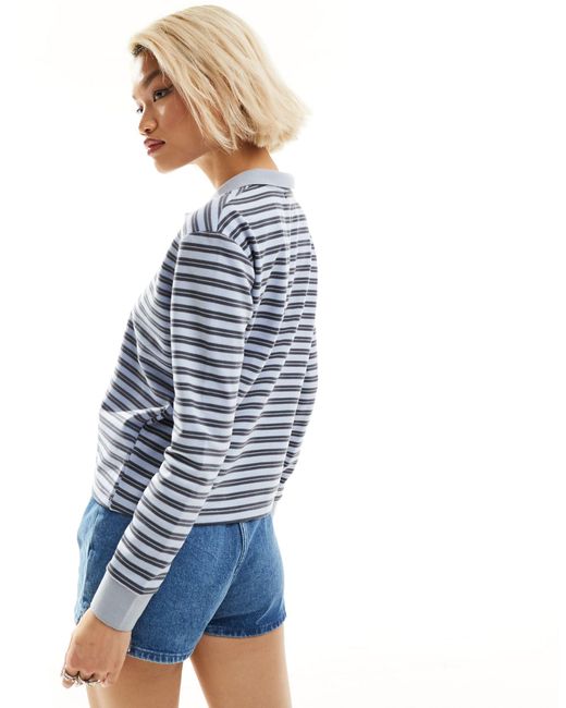 Motel Blue Striped Cropped Rugby Top