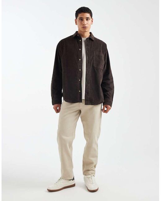 ASOS Brown Oversized Cord Shirt for men
