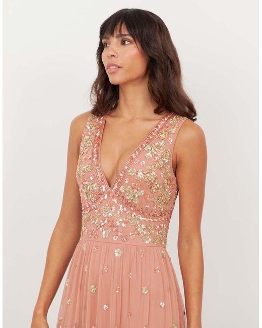 Maya Pink Embellished Sleeveless Maxi Dress