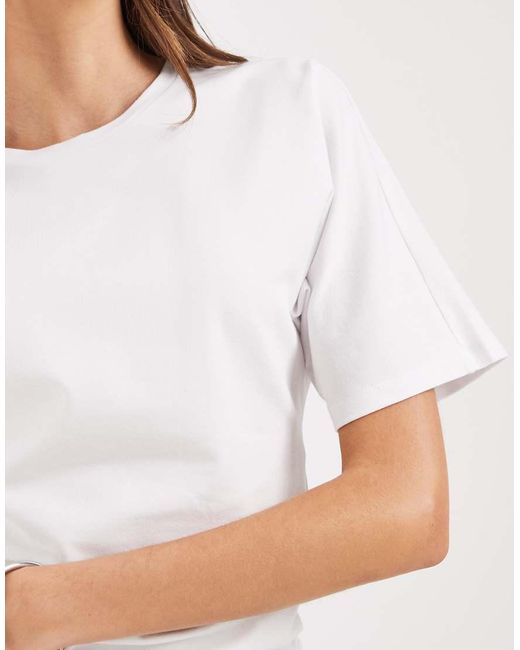 Pieces White Rouched Cinch Waist T-shirt
