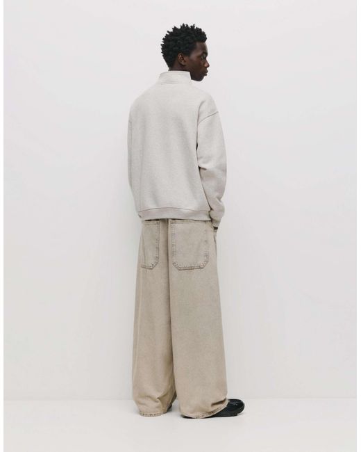 Pull&Bear – basic-sweatshirt in Natural für Herren