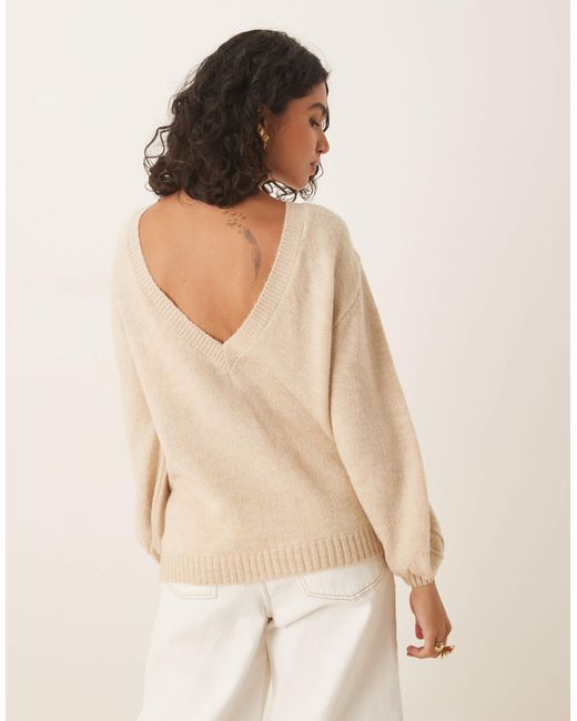 ASOS Natural Knitted Open Back Jumper