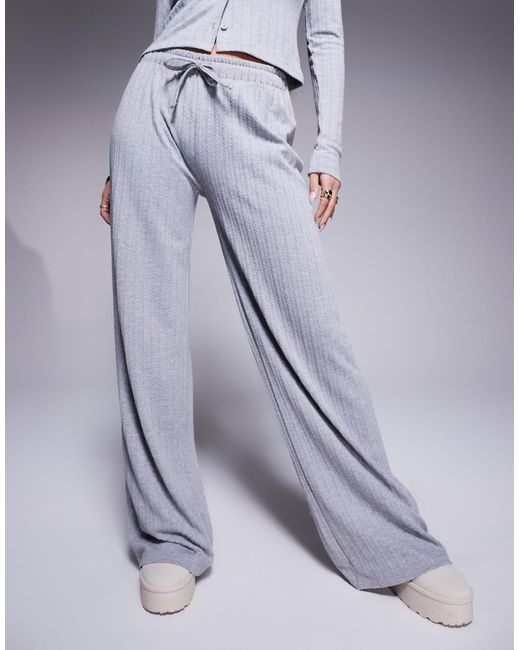 ASOS Purple Co-ord Wide Leg Cable Knit Look Trouser