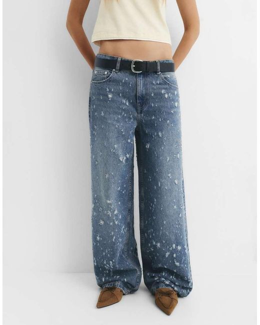 Pull&Bear Blue Ripped baggy Jeans