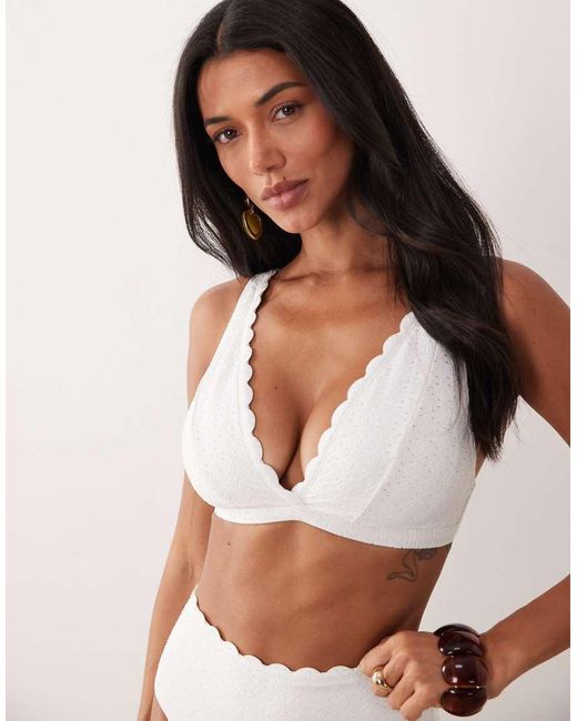 Peek & Beau White Plunge Bikini Top