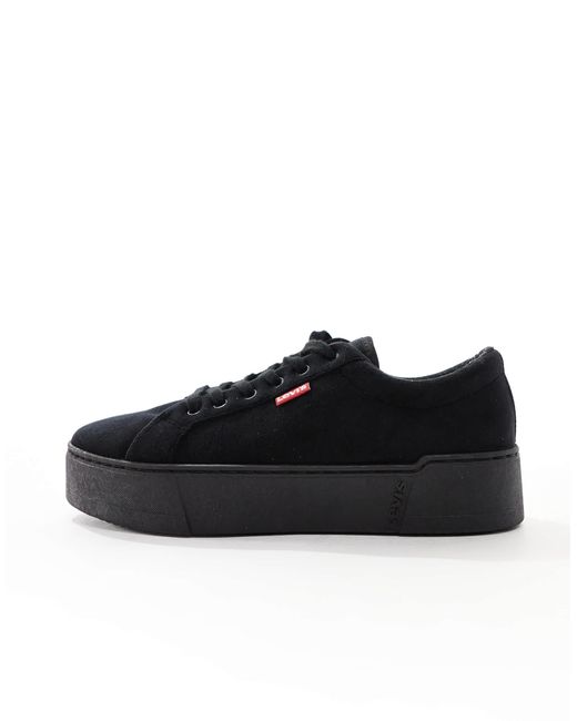 Levi's Black Tijuana – plateau-sneaker aus em velours mit roter logolasche
