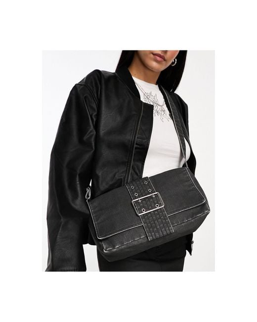 Weekday Black Kylie Denim Shoulder Bag With Buckle