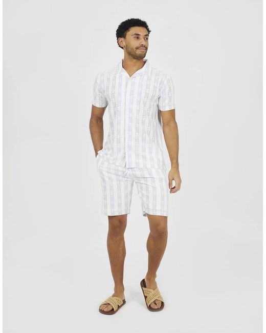 Brave Soul White Graphic Stripe Shorts for men