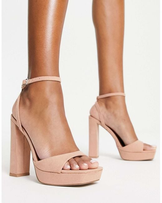 Noun - sandales minimalistes à talon carré et plateforme - beige ASOS en coloris Natural