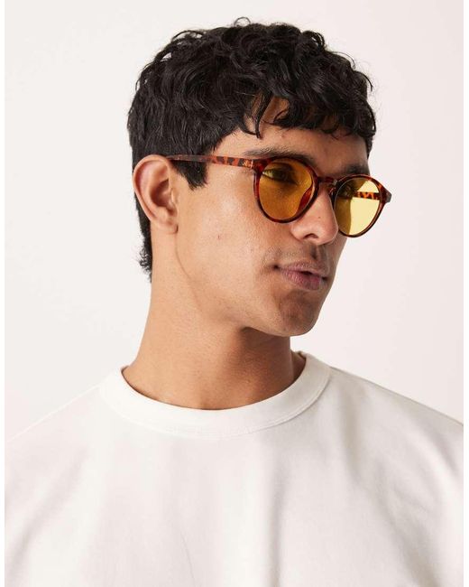 ASOS Brown Round Sunglasses for men