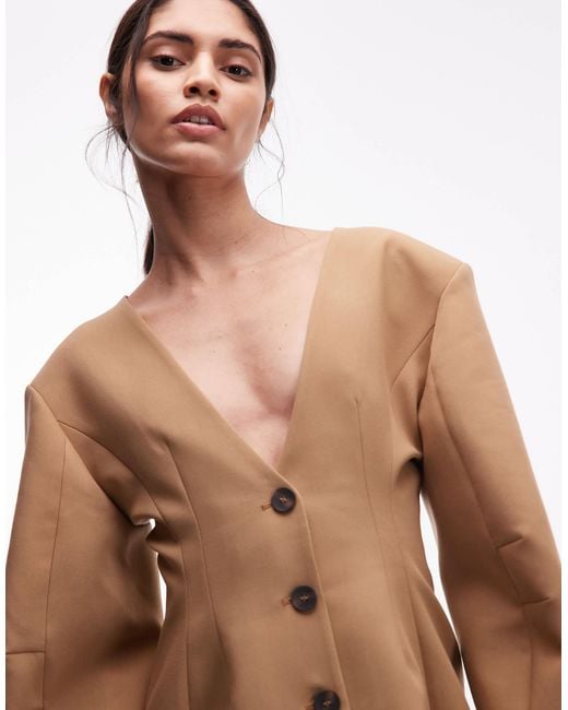 ASOS Brown Moulded Hip Tailored Mini Dress