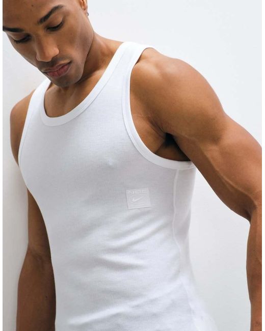 Nike White Nac Dri-Fit Ribbed Tank for men