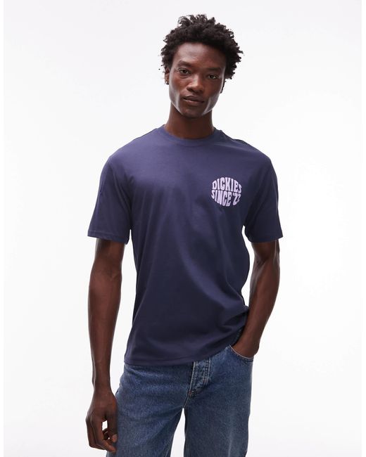 Dickies Blue South Bloomfield Abstract Graphic Backprint T-shirt for men