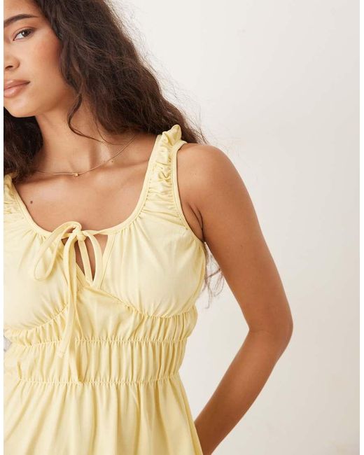 ASOS Natural Prairie Ruched Bust Mini Dress