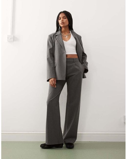Weekday Gray Co-ord Mid Waist Slouchy Trousers With Front Pleats