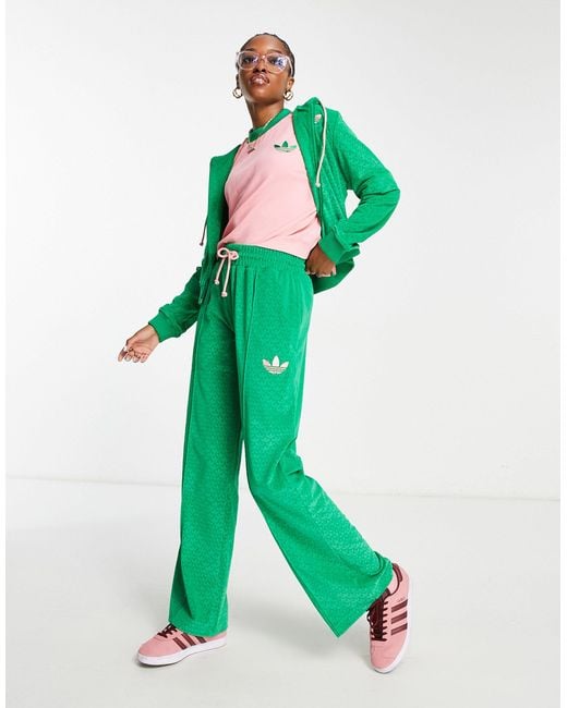 Adidas Originals Green 'adicolor 70s' Velour Track Pant