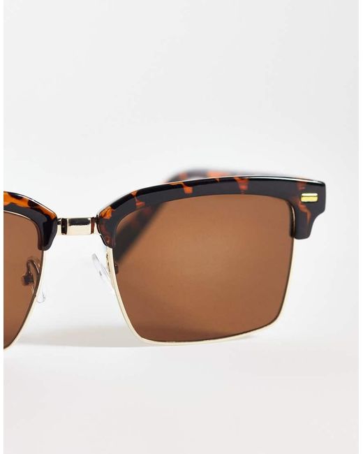 Only & Sons Brown Rectangle Sunglasses for men