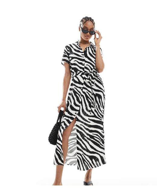 Vero Moda Lange Overhemdjurk Met Knoopsluiting in het White